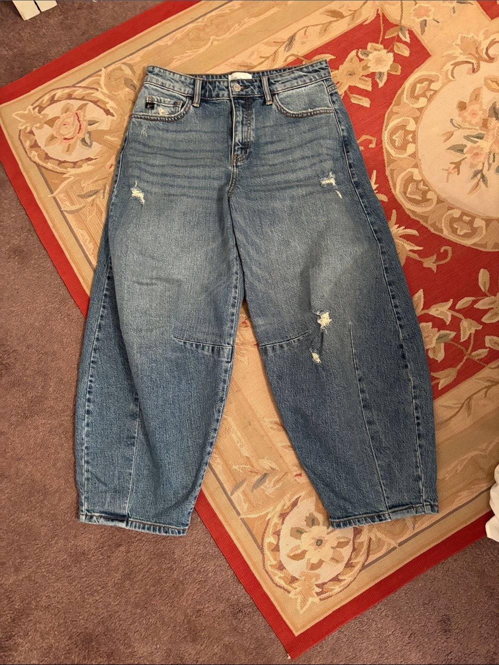 KanCan Light Blue Distressed Barrel Jeans NWOT